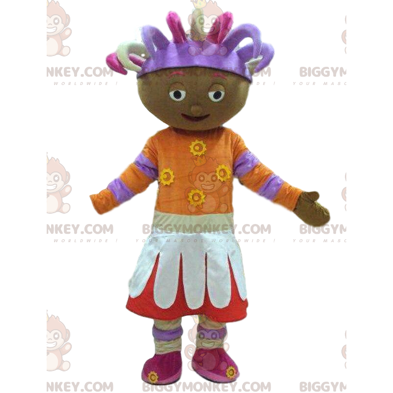 Färgglad afrikansk tjej BIGGYMONKEY™ maskotdräkt, afrikansk Färgglad afrikansk tjej BIGGYMONKEY™ maskotdräkt, afrikansk