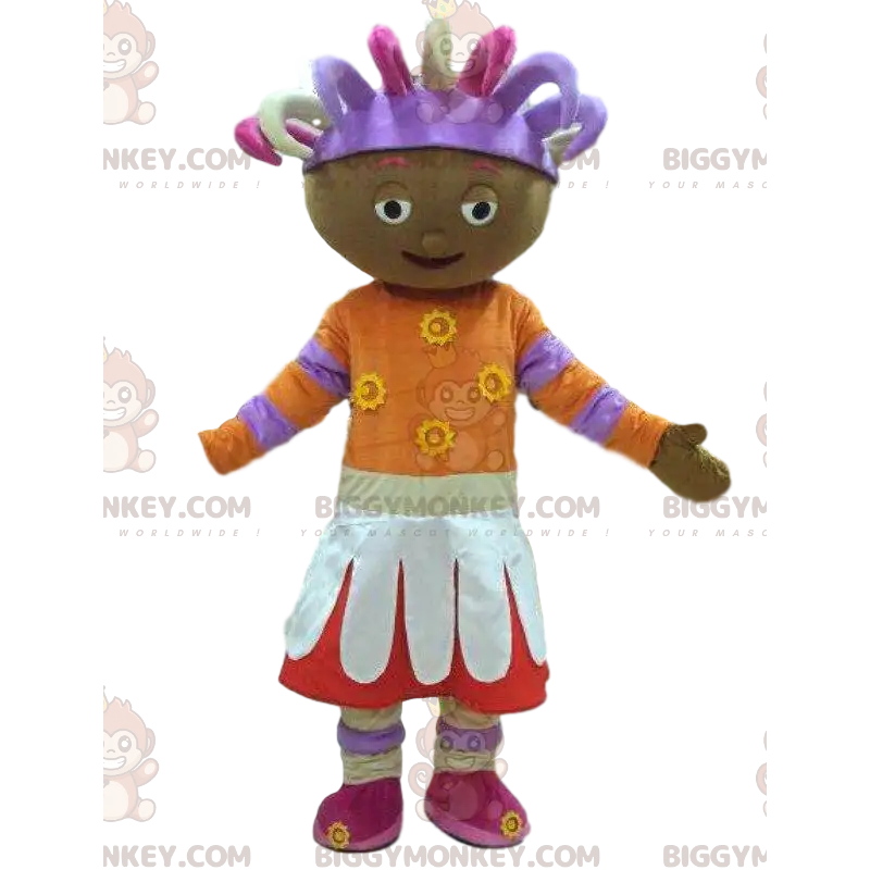 Färgglad afrikansk tjej BIGGYMONKEY™ maskotdräkt, afrikansk