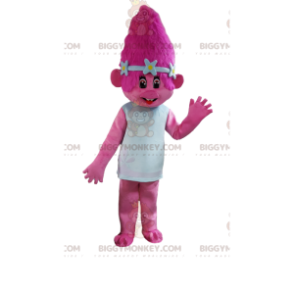 Roze trol BIGGYMONKEY™ mascottekostuum, roze schepselkostuum -