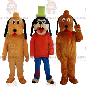 Goofy BIGGYMONKEY™ mascottekostuum en 2 Pluto BIGGYMONKEY™s