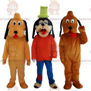 Goofy BIGGYMONKEY™ Mascot Costume and 2 Pluto BIGGYMONKEY™s