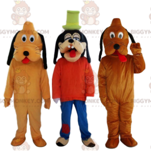 Κοστούμι μασκότ Goofy BIGGYMONKEY™ και 2 μασκότ του Pluto BIGGYMONKEY™, χαρακτήρες της Disney - BiggyMonkey.com
