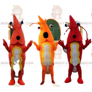 3 BIGGYMONKEY™s shrimp mascot, crustacean costumes -