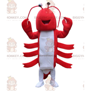 BIGGYMONKEY™ mascot costume red and white lobster, giant
