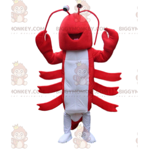 BIGGYMONKEY™-Maskottchen-Kostüm roter und weißer Hummer