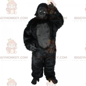 Svart Gorilla BIGGYMONKEY™ maskotdräkt, svart apakostym -