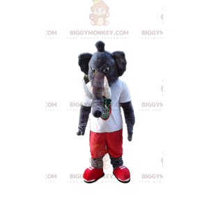 Gray elephant BIGGYMONKEY™ mascot costume, giant mammoth