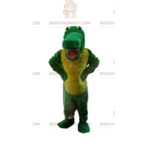 Green and yellow crocodile BIGGYMONKEY™ mascot costume
