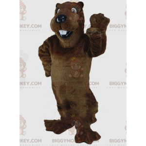 Brown beaver BIGGYMONKEY™ mascot costume, rodent costume, giant