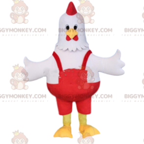 BIGGYMONKEY™ mascottekostuum gigantische witte kip, braadpankostuum, kip - Hennen mascotte - Hanen - Kippen - BiggyMonkey.com