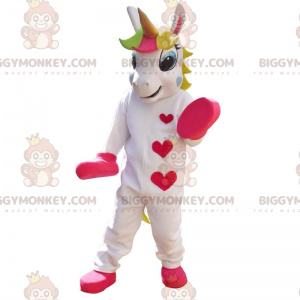 Costume da mascotte BIGGYMONKEY™ unicorno bianco e rosa