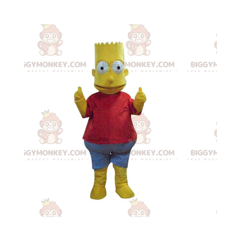 BIGGYMONKEY™ maskotdräkt av Bart Simpson, berömd gul karaktär