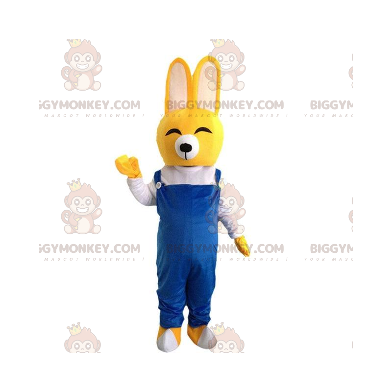 Κοστούμι μασκότ Yellow Rabbit BIGGYMONKEY™, Κίτρινη στολή που γελάει - Μασκότ κουνελιού - BIGGYMONKEY_09464 - BiggyMonkey.com
