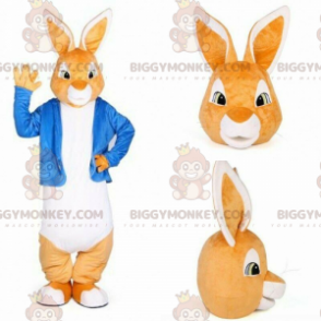 Kostým oranžovobílého zajíčka BIGGYMONKEY™ s modrou bundou - Králík maskot - BIGGYMONKEY_09466 - BiggyMonkey.com