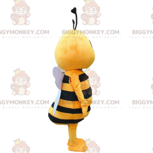 BIGGYMONKEY™ mascot costume yellow and black bee, smiling wasp