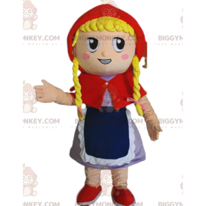 Little Red Riding Hood BIGGYMONKEY™ Mascot Costume, Blonde Girl