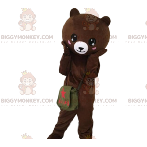 Στολή μασκότ Bear BIGGYMONKEY™ με καρδιές στα μάγουλα, κοστούμι