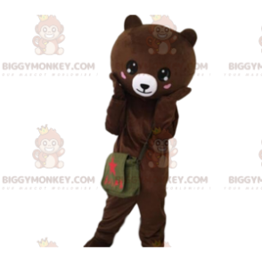 Traje de mascote Bear BIGGYMONKEY™ com corações nas bochechas