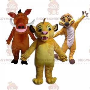 Maskot BIGGYMONKEY™ Simba, Timon a Pumbaa z Disneyho "Lví král"