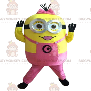Minions BIGGYMONKEY™ mascottekostuum, gekleed in roze uit de