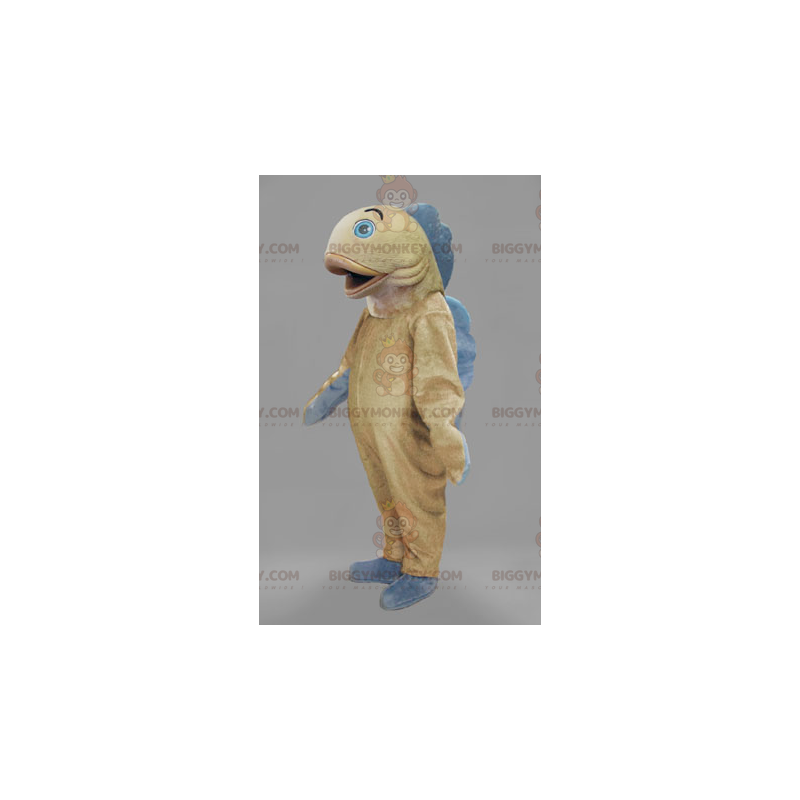 Costume da mascotte BIGGYMONKEY™ pesce beige e blu - Costume da mascotte BIGGYMONKEY™ pesce beige e blu -