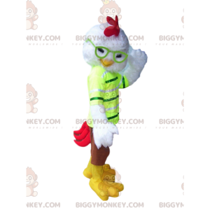 Chicken BIGGYMONKEY™ maskottiasu, jossa lasit ja värikäs asu - Kanan maskotit - Kukot - Kanat - BiggyMonkey.com