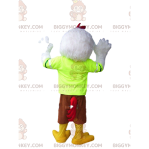 Huhn BIGGYMONKEY™ Maskottchen-Kostüm mit Brille und buntem