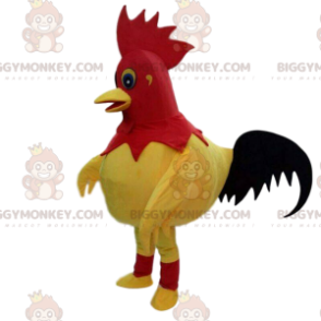 BIGGYMONKEY™ mascottekostuum van gele, rode en zwarte haan, kippenkostuum - Hennen mascotte - Hanen - Kippen - BiggyMonkey.com