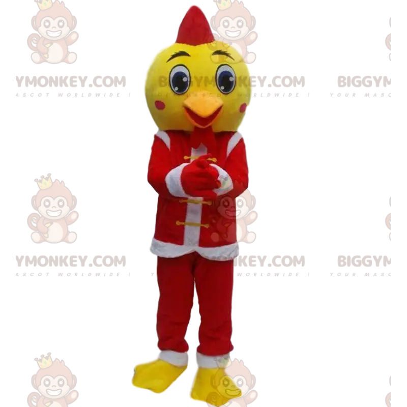 Maskotka BIGGYMONKEY™ z żółtego ptaka w stroju Mikołaja Maskotka BIGGYMONKEY™ z żółtego ptaka w stroju Mikołaja