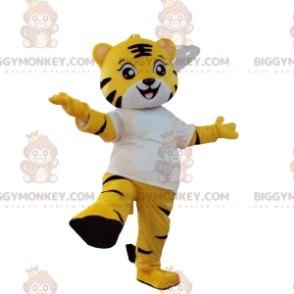 BIGGYMONKEY™ maskotkostyme av gul, svart og hvit tigerunge, kattedrakt - Tiger maskoter - BIGGYMONKEY_09532 - BiggyMonkey.com