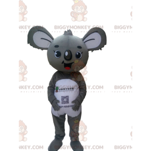 BIGGYMONKEY™ Maskottchenkostüm aus grauem und weißem Koala