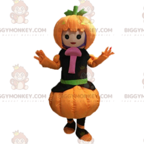 BIGGYMONKEY™ Pumpkin Girl Mascot Costume with Mushroom -