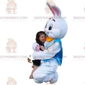 Costume de lapin blanc avec un gilet bleu, costume de lapin -