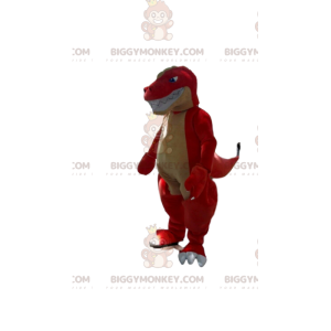 Grymt utseende röd dinosaurie BIGGYMONKEY™ maskotdräkt