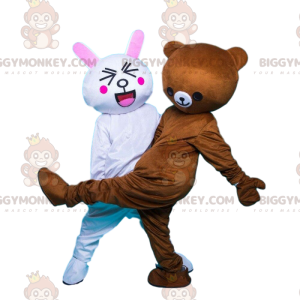 2 BIGGYMONKEY™s mascot, a white rabbit and a brown teddy bear -