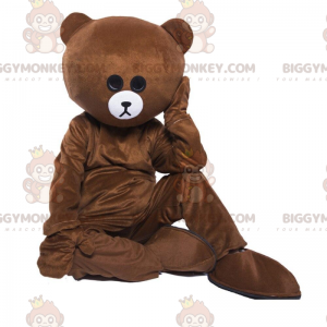 Sad looking brown teddy BIGGYMONKEY™ mascot costume, bear