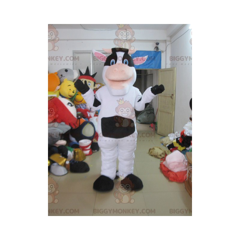 Costume de mascotte BIGGYMONKEY™ de vache blanche et noire -