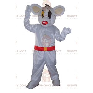 White mouse BIGGYMONKEY™ mascot costume dressed as a pirate