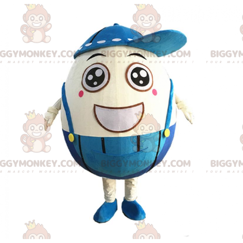Costume da mascotte Uovo sorridente BIGGYMONKEY™ con tuta Costume da mascotte Uovo sorridente BIGGYMONKEY™ con tuta
