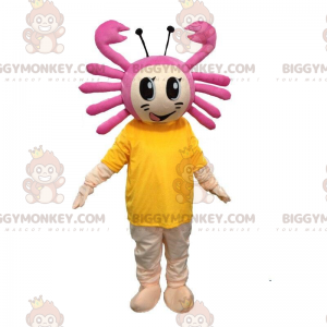 BIGGYMONKEY™ mascot costume girl with a crab on her head, sea