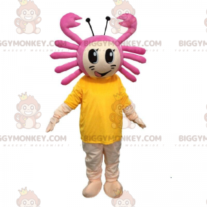 BIGGYMONKEY™ Maskottchenkostüm Mädchen mit Krabbe auf dem Kopf