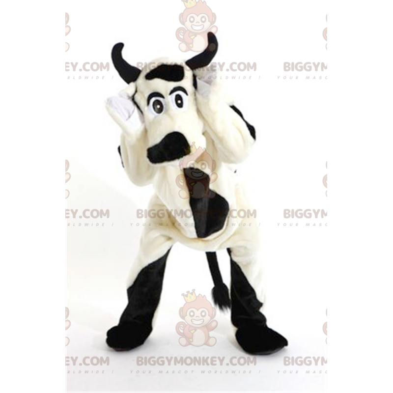 Traje de mascote BIGGYMONKEY™ de vaca branca e preta para