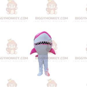 White and pink shark BIGGYMONKEY™ mascot costume, giant shark