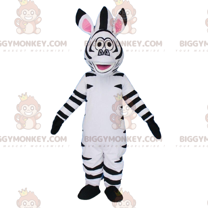 BIGGYMONKEY™ maskotdräkt av Marty, den berömda zebran från BIGGYMONKEY™ maskotdräkt av Marty, den berömda zebran från