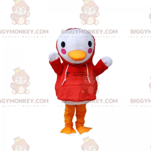 BIGGYMONKEY™ mascot costume of white bird with red sweatshirt