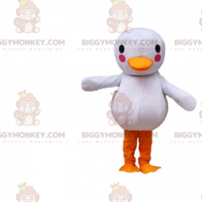 BIGGYMONKEY™ Maskottchenkostüm weißer Vogel mit rotem