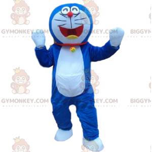 Kostým maskota BIGGYMONKEY™ Doraemona, slavné manga modrobílé