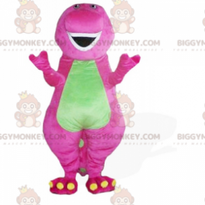 Disfraz de mascota dragón rosa y verde BIGGYMONKEY™ -