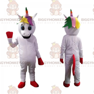 Costume de mascotte BIGGYMONKEY™ de licorne souriante, costume