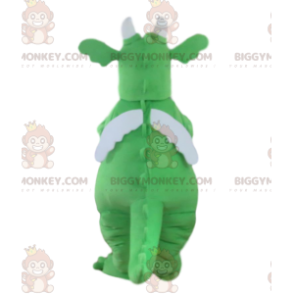 BIGGYMONKEY™ maskottiasu vihreä ja valkoinen lohikäärme
